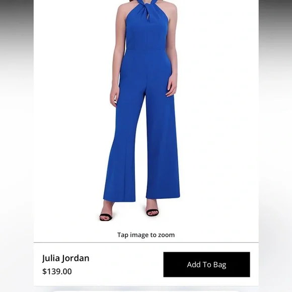 Julia Jordan Cobalt Blue Halter Jumpsuit - Picture 3 of 8